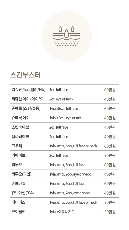 스킨부스터 가격표